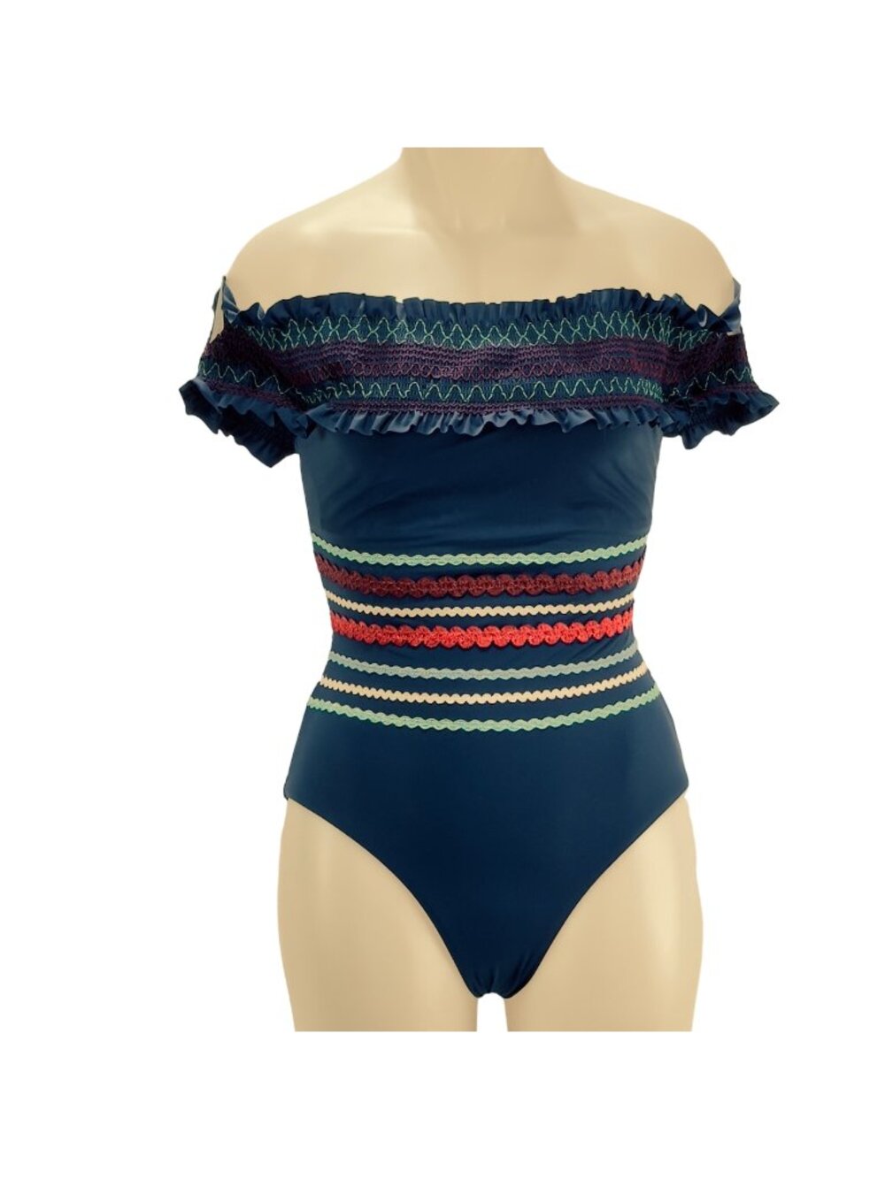 RED CARTER Women's Blue Smocked One Piece Swimsuit Size 6